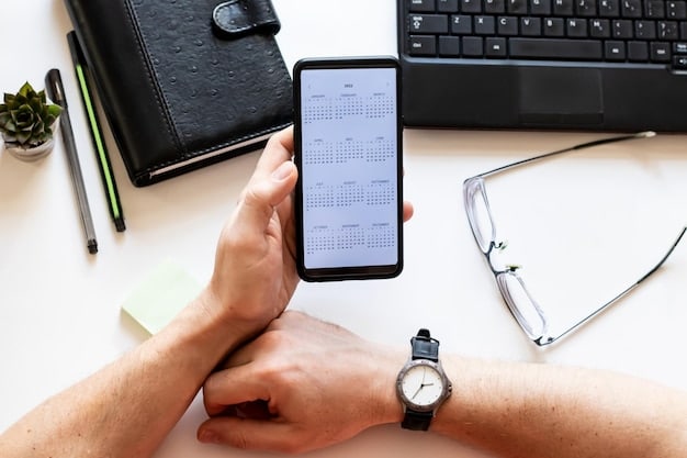 A close-up of a hand scheduling automatic payments on a mobile banking app, with a calendar icon highlighted to emphasize the importance of timely payments.