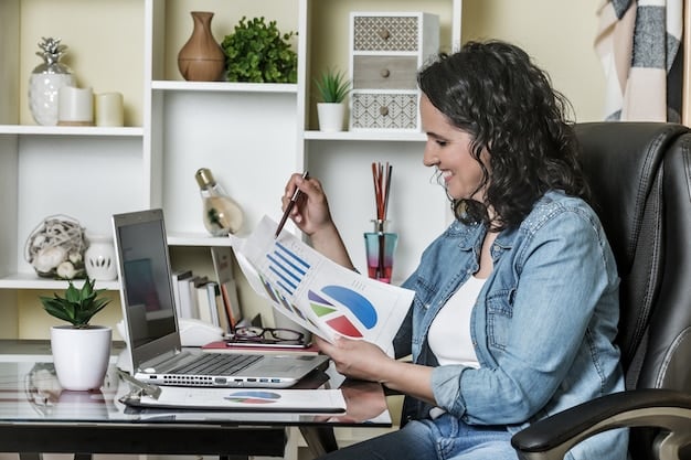 A person sitting at a desk, using a laptop and reviewing a budget spreadsheet. The spreadsheet shows categories of income and expenses, with a clear emphasis on financial planning. The setting is a modern workspace, emphasizing the use of technology in managing personal finances.