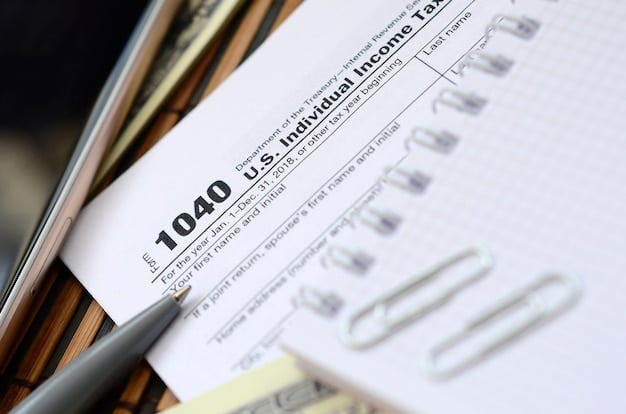 A close-up of a tax form highlighting sections related to deductions and credits, with a pen pointing to specific lines. The image emphasizes the importance of carefully reviewing the form for potential savings.