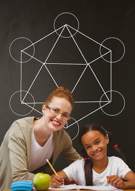 A teacher helping a student one-on-one with a math problem in a brightly lit classroom. The image highlights the importance of individualized attention and support in education.