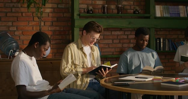 A group of diverse students using tablets and laptops in a collaborative learning environment, with the teacher facilitating their activities. The image represents the integration of technology in modern education.
