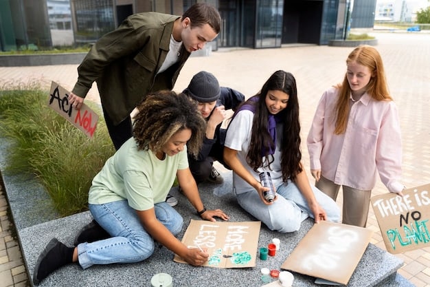 A group of students participating in an after-school arts program. The image should highlight the importance of extracurricular activities and their vulnerability to budget cuts.