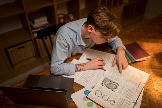 A tired-looking teacher grading papers late at night, highlighting the increased workload and stress on educators due to budget cuts.