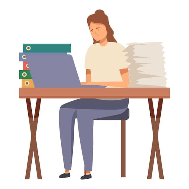 A person sitting at a desk, meticulously organizing documents and files, with a laptop displaying a student loan forgiveness application form. The scene conveys a sense of careful preparation and attention to detail in the application process.