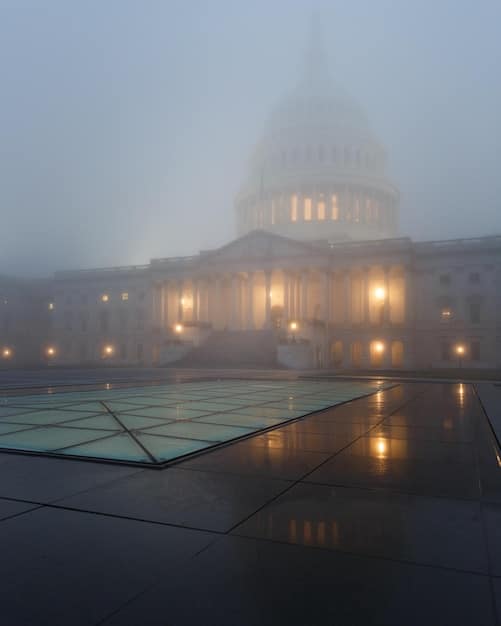 A photograph of the US Capitol Building with a subtle overlay of actuarial charts and graphs, symbolizing the ongoing policy debates surrounding Social Security reform.