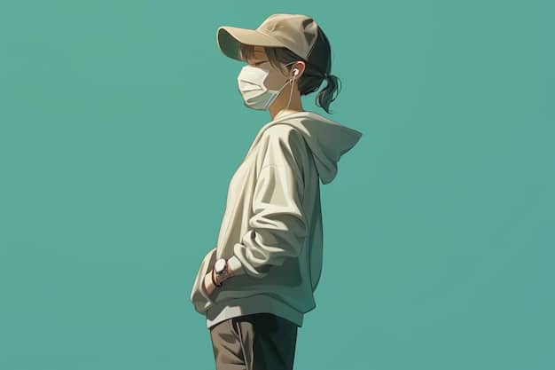 A visual metaphor showing a student wearing a mask representing an AI-generated persona, standing in front of college admissions officers. The image conveys the potential for AI to create a false representation of the applicant.