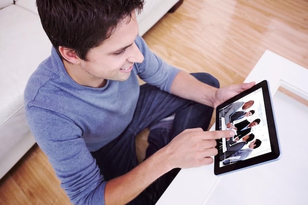 A person thoughtfully comparing options on a tablet, representing the decision-making process of choosing the right brokerage account for their investment needs. The scene should convey a sense of empowerment and informed decision-making.