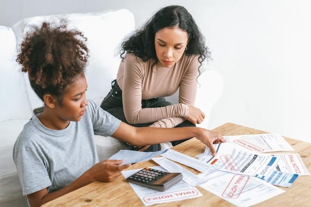 A person reviewing tax documents and a table showing different EITC amounts based on income and number of children.