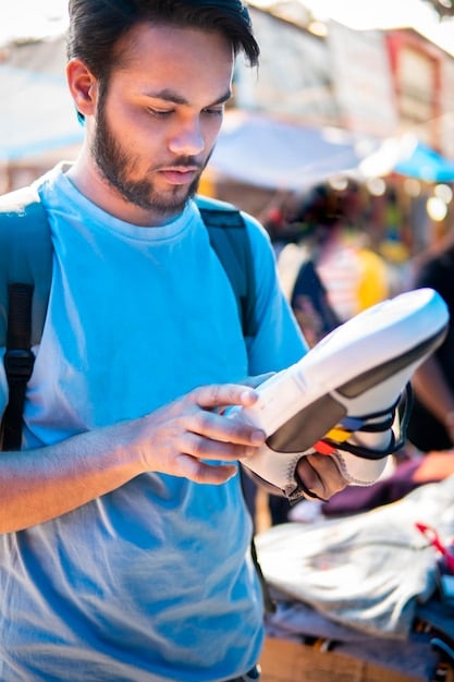A person using a smartphone to search for local food banks, with a map displaying nearby locations and contact information.