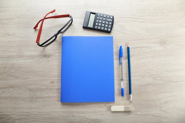 A close-up shot of an AP exam booklet and a calculator on a desk, with a determined-looking high school student in the background taking the test. The image should evoke feelings of academic preparedness and a commitment to excellence.