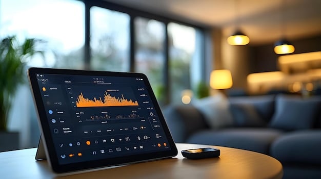 A digital dashboard showing automated savings and investment allocations, with a focus on simplicity and user-friendly interface. The image indicates different savings goals like retirement, vacation, and emergency fund.