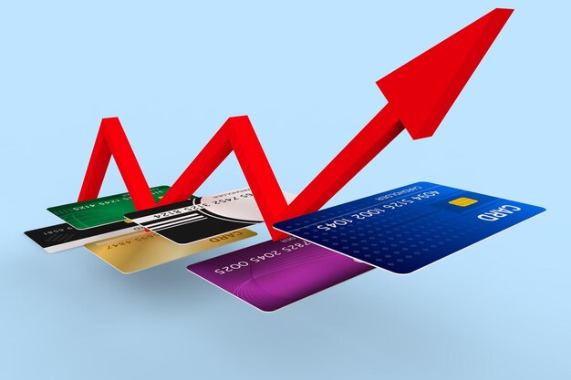 A visual representation of a balance transfer, showing a credit card with a high-interest rate transferring its balance to a credit card with a lower interest rate, symbolized by arrows and rate percentages.